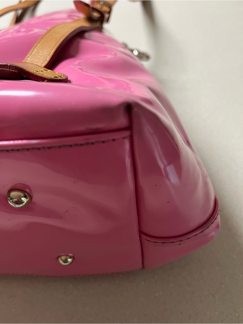 Dooney & Bourke Pink Patent Tote with Tan Straps - Picture 12 of 12